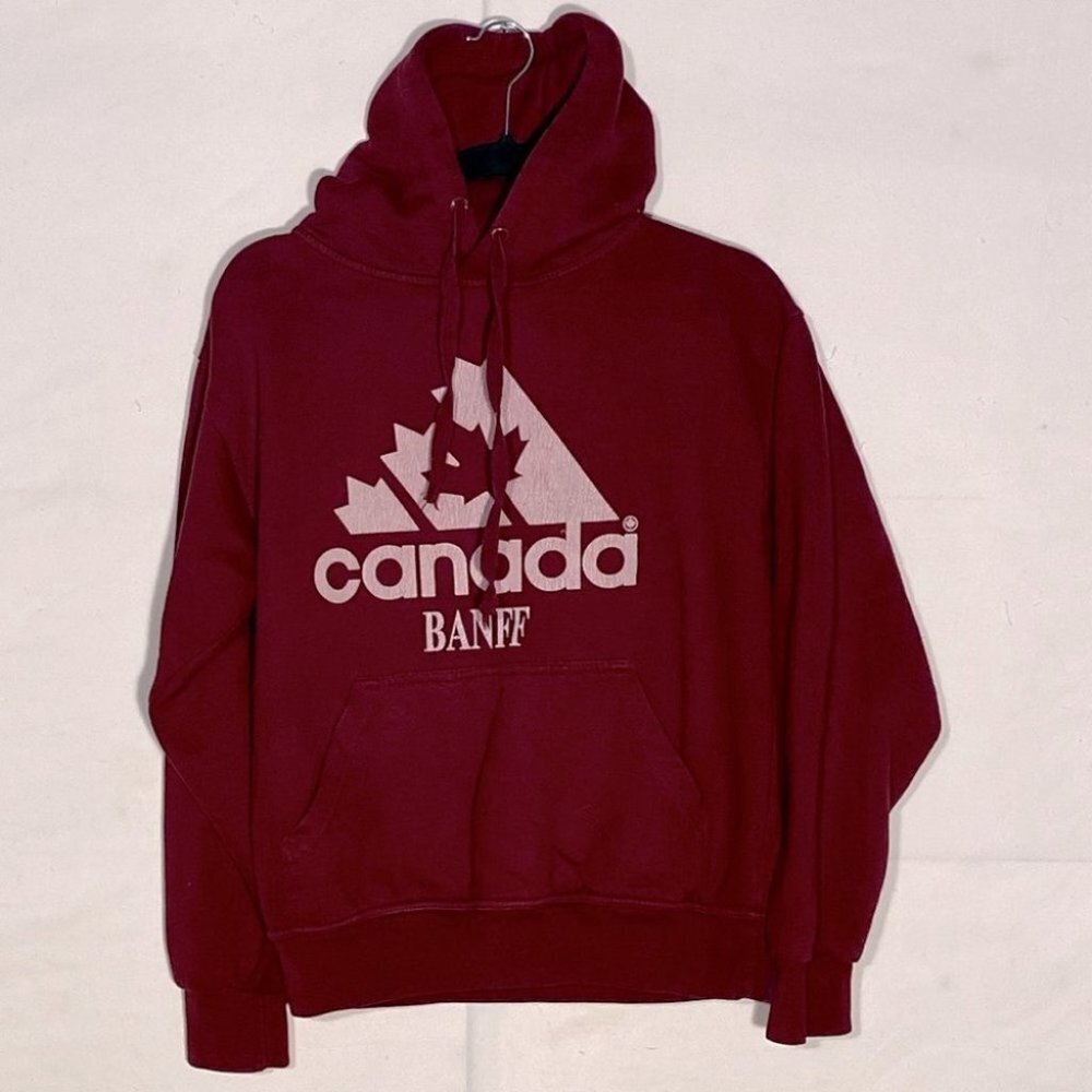 Vintage Burgundy Banff Canada Pullover Hoodie S